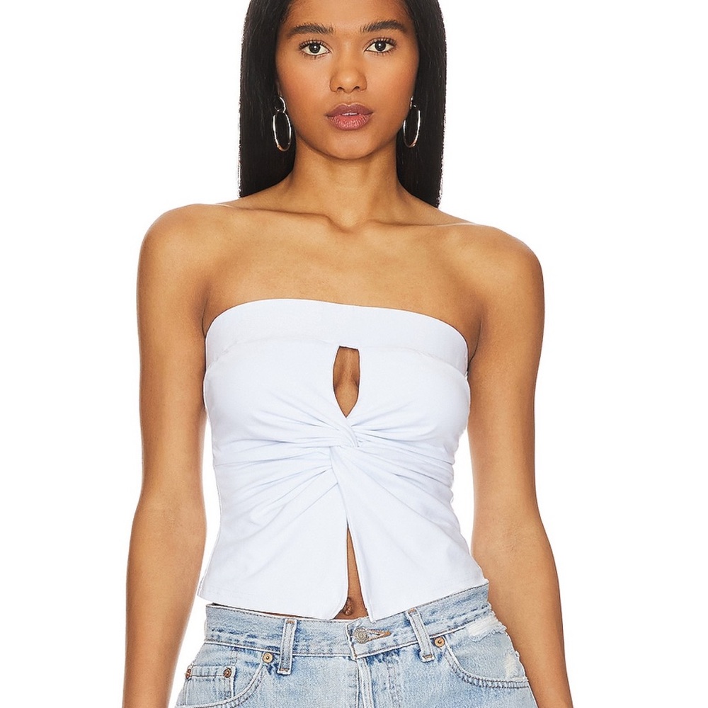 Superdown White Strapless Crop Top